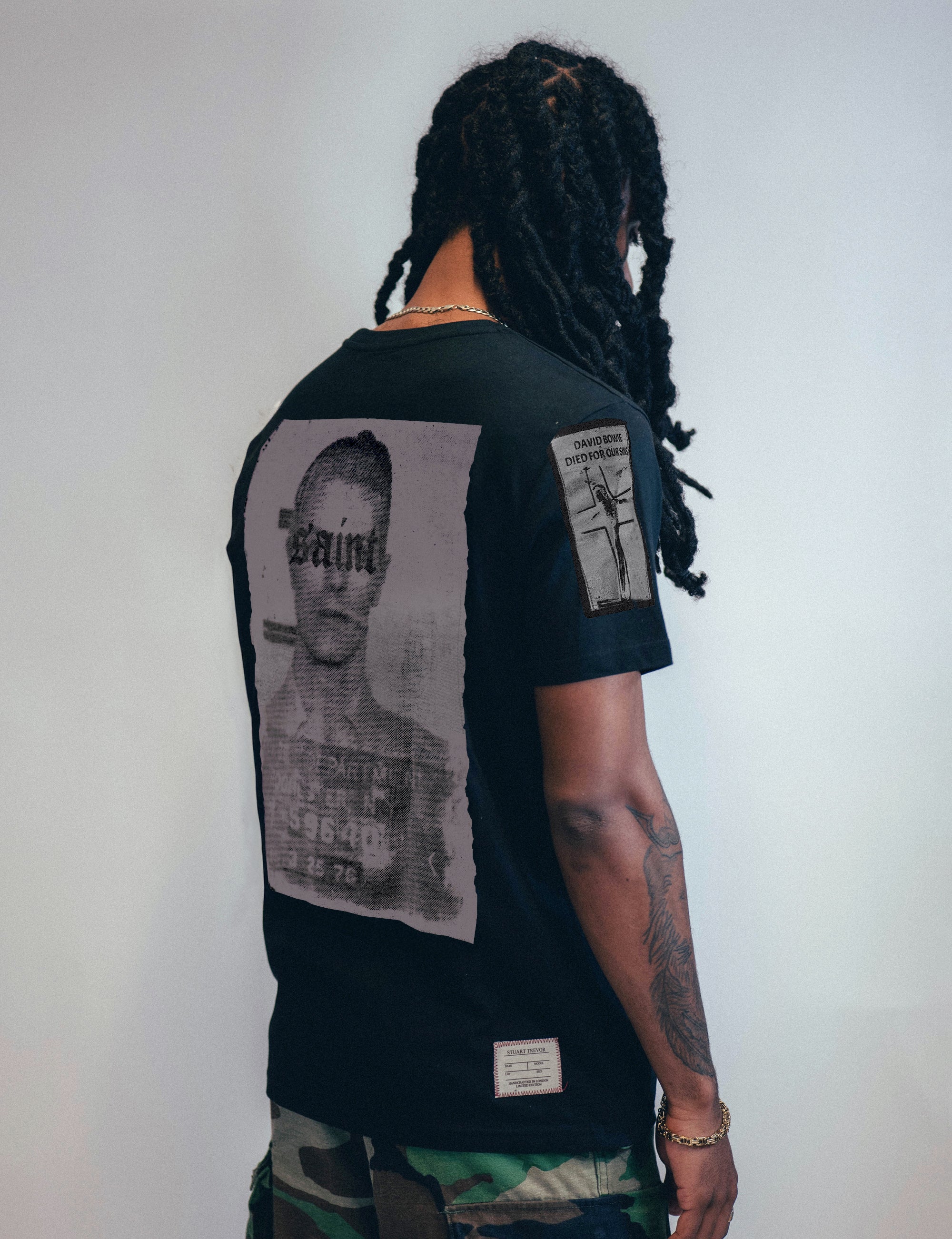 'Saint' Multipatch T-Shirt in Black