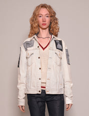 ST Patched White Denim Jacket