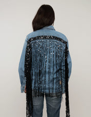 Party Back Sequinned Tassel Denim Shirt
