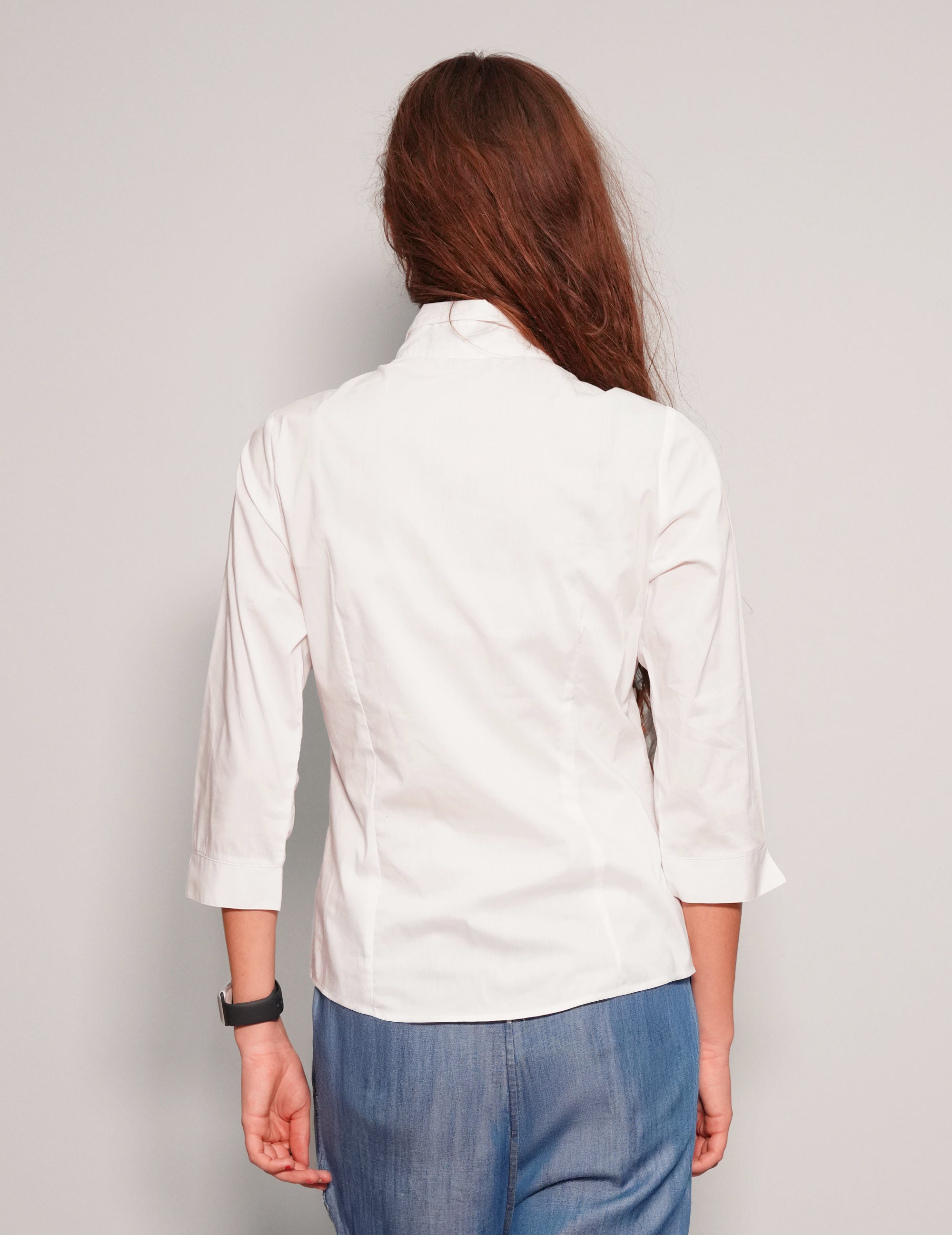 Women's Vintage Cropped Sleeve Blouse in White | Stuart Trevor