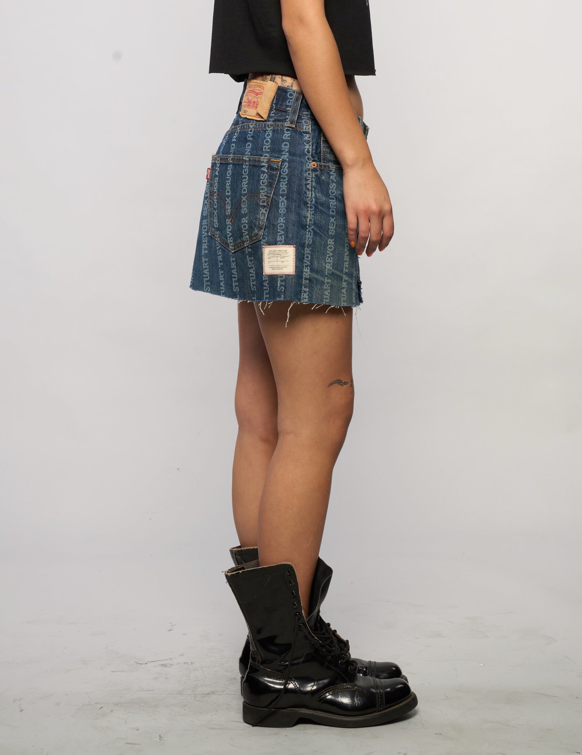 S'x D'ugs and Rock N Roll Denim Mini Skirt - Dark Denim
