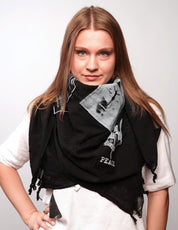 The Riot Patched Scarf in Plain Black