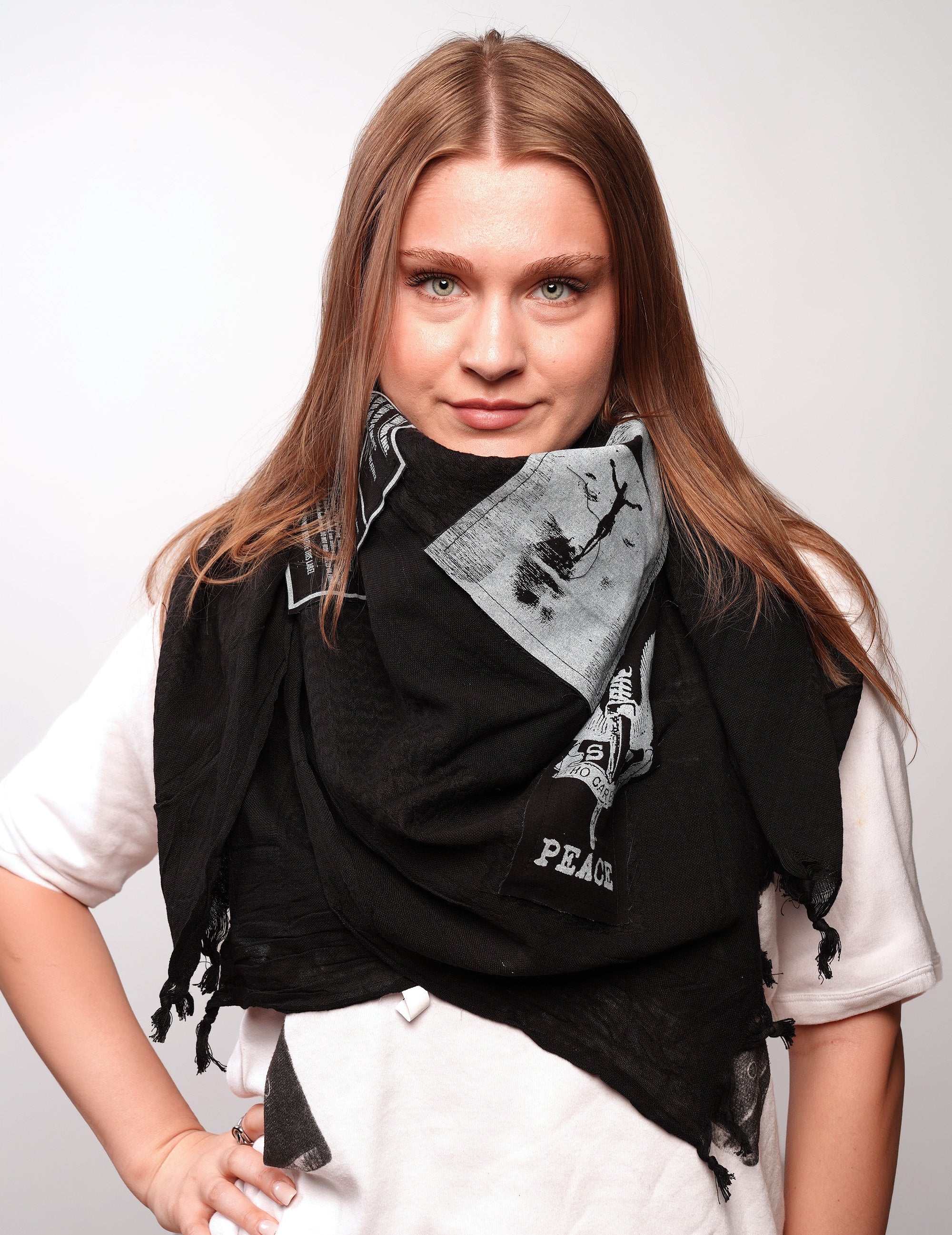 The Riot Patched Scarf in Plain Black