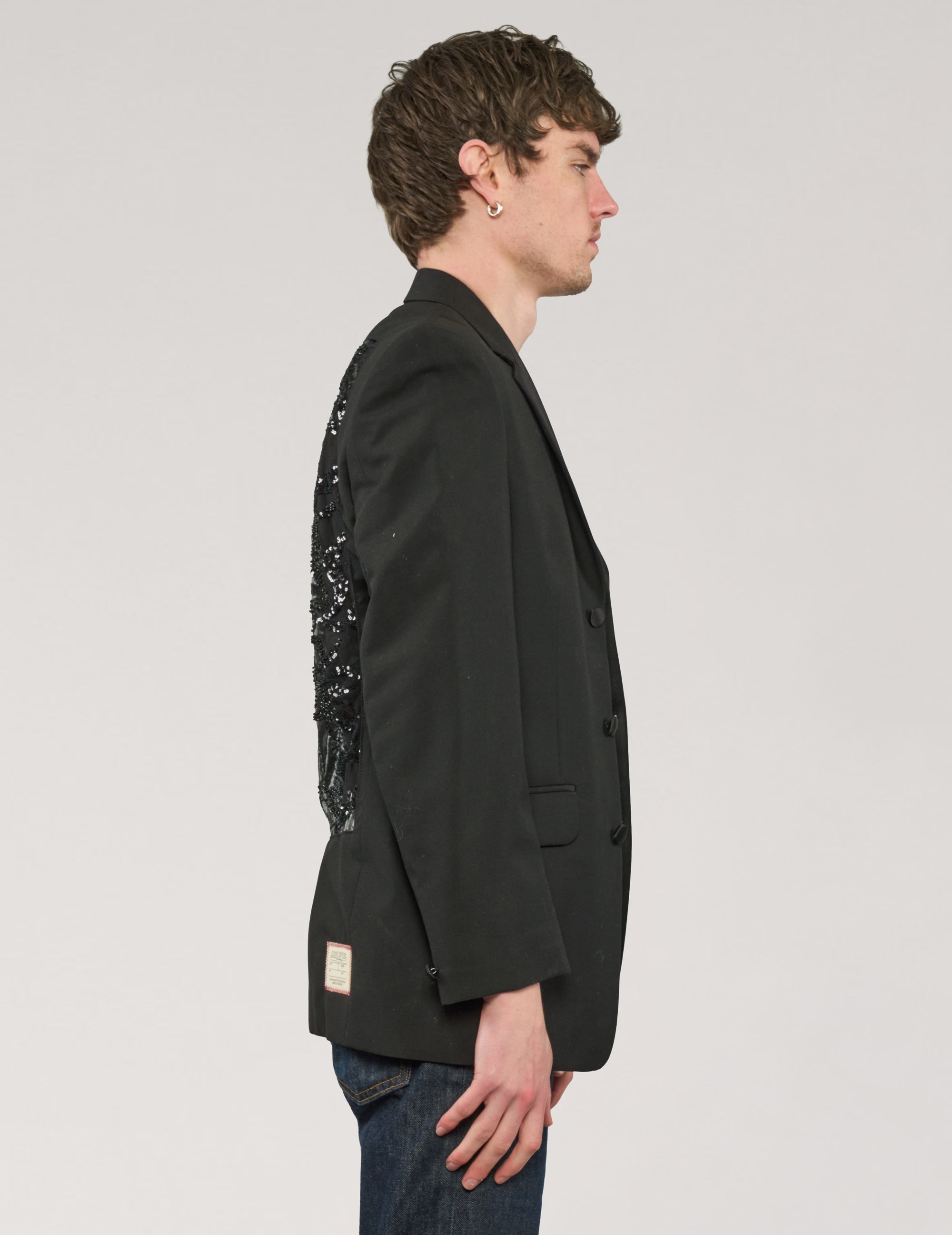 Party Back Blazer - Black Sequin - Black