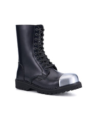 Underground Commando External Steel Toe Cap Boots in Black Leather