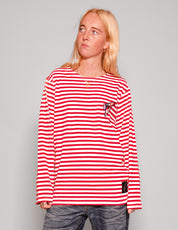 Vintage Naval T-Shirt in Red Stripe with Embroidered Logo