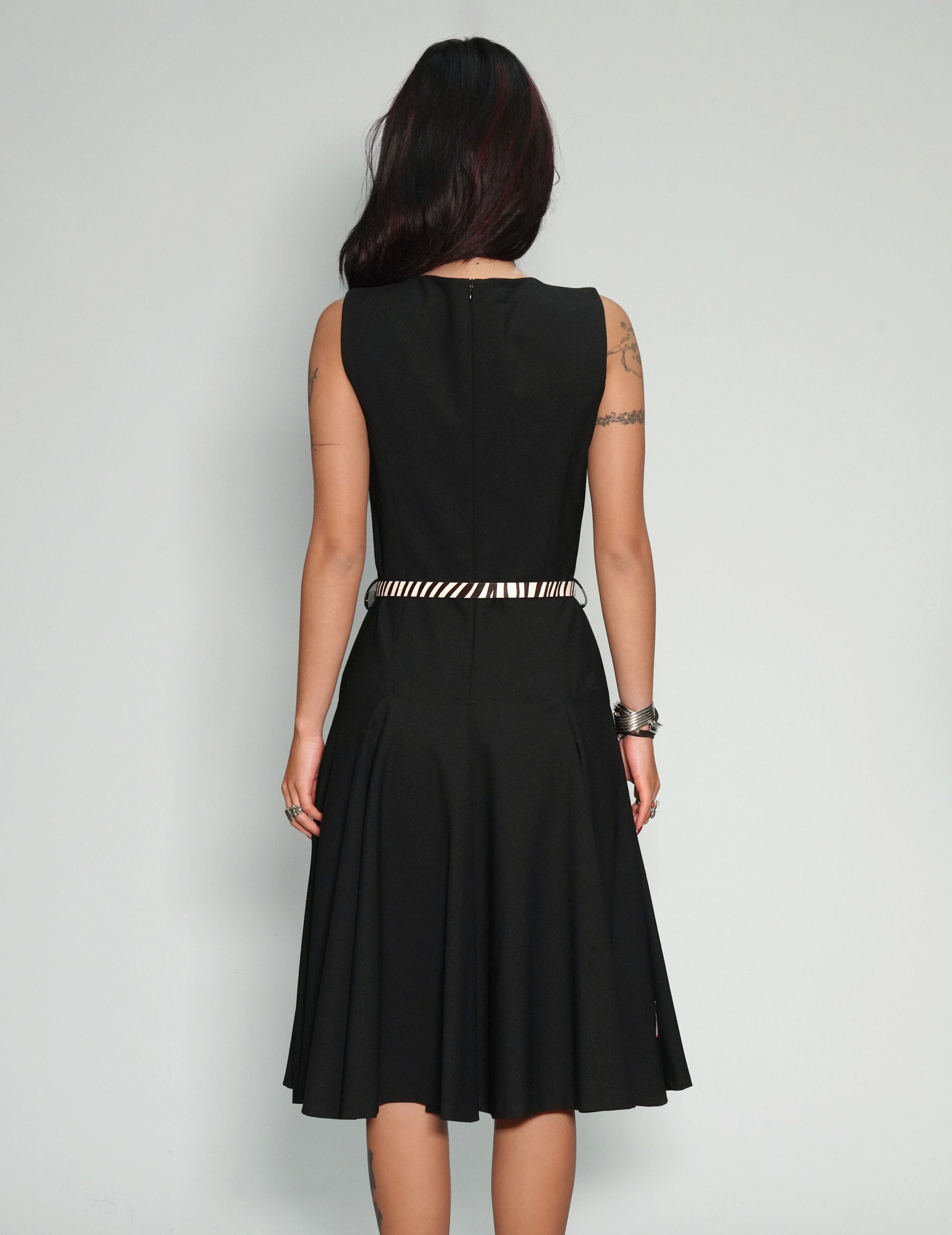 Women's Vintage Black Dress with Zebra Belt | Stuart Trevor