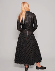 Mesh Maxi Skirt - Black Polka Dot