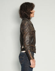 Padded Leather Biker Jacket