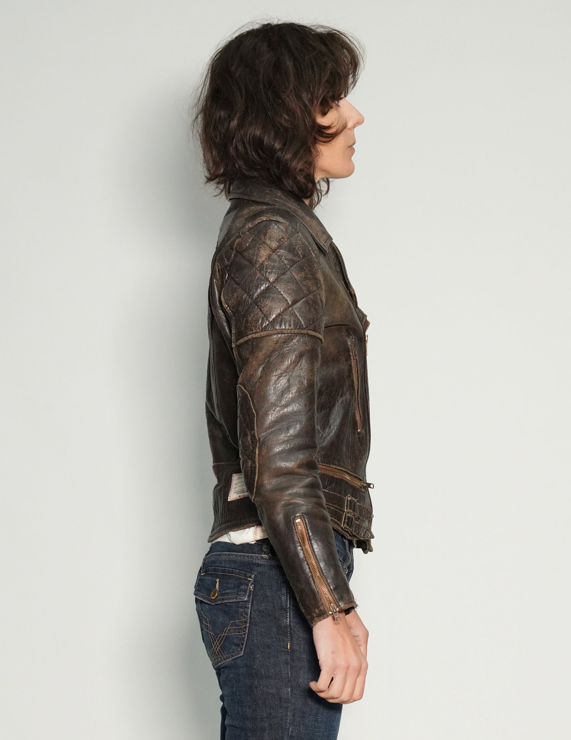 Padded Leather Biker Jacket