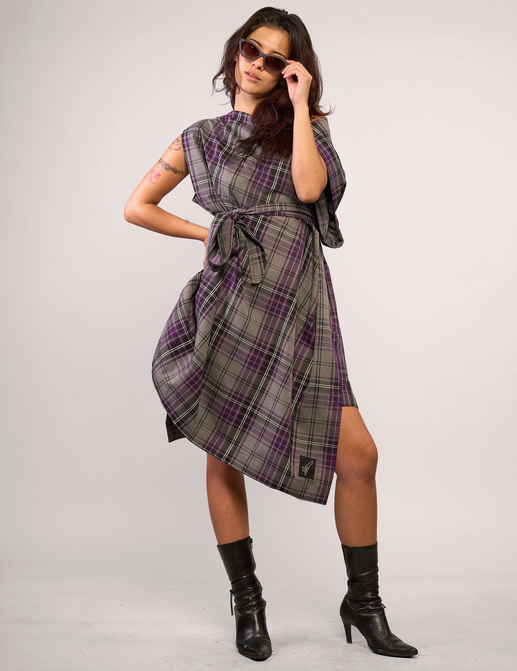 The Pirate Dress – Purple Grey Tartan
