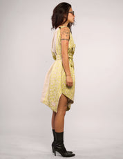 The Pirate Dress – Lemon Embroidered Natural Linen