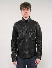 'Peace' Laser Printed Leather Jacket