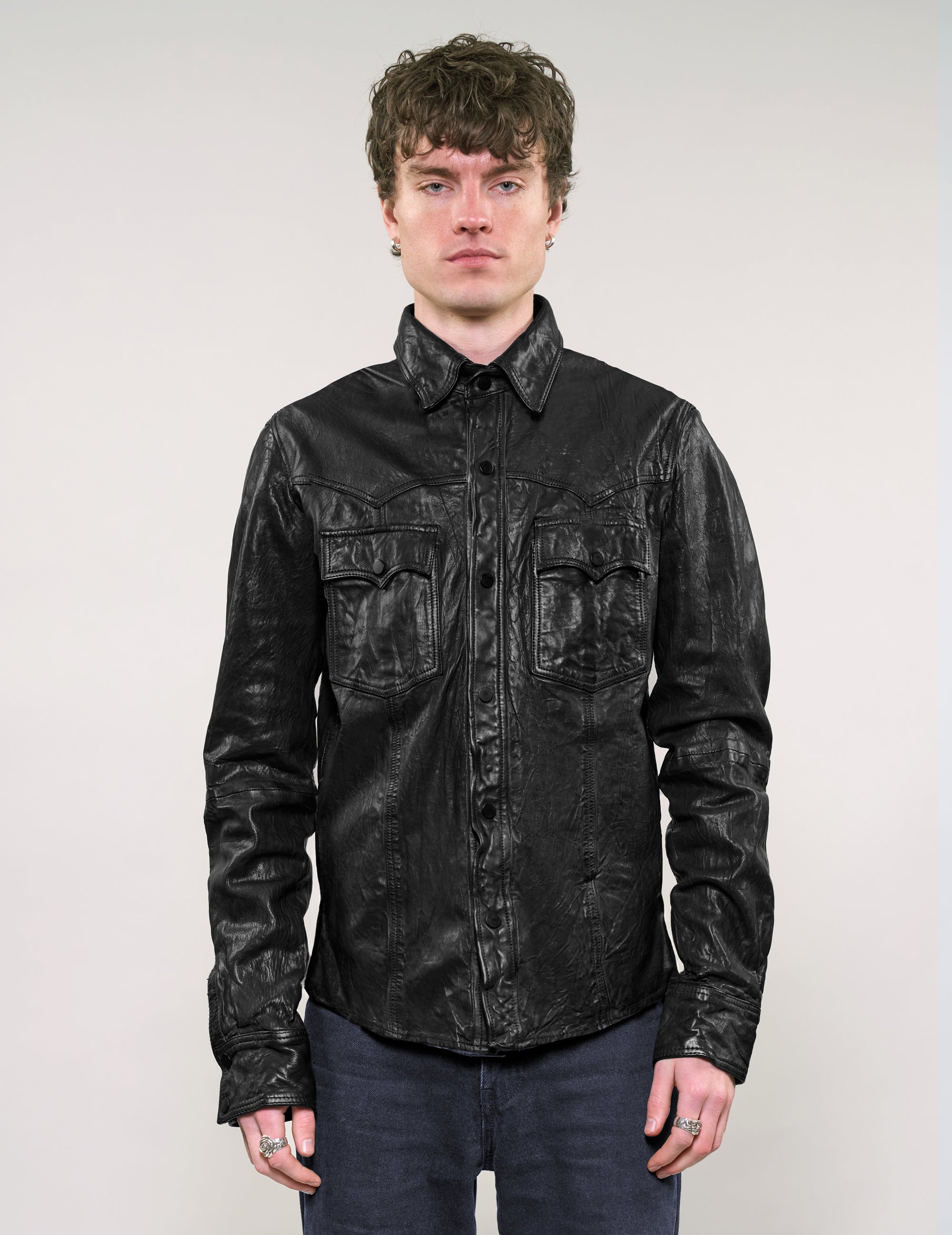 'Peace' Laser Printed Leather Jacket