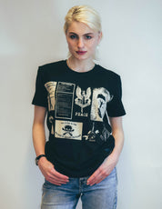 David Bowie inspired T-Shirt with Printed Patches in Black