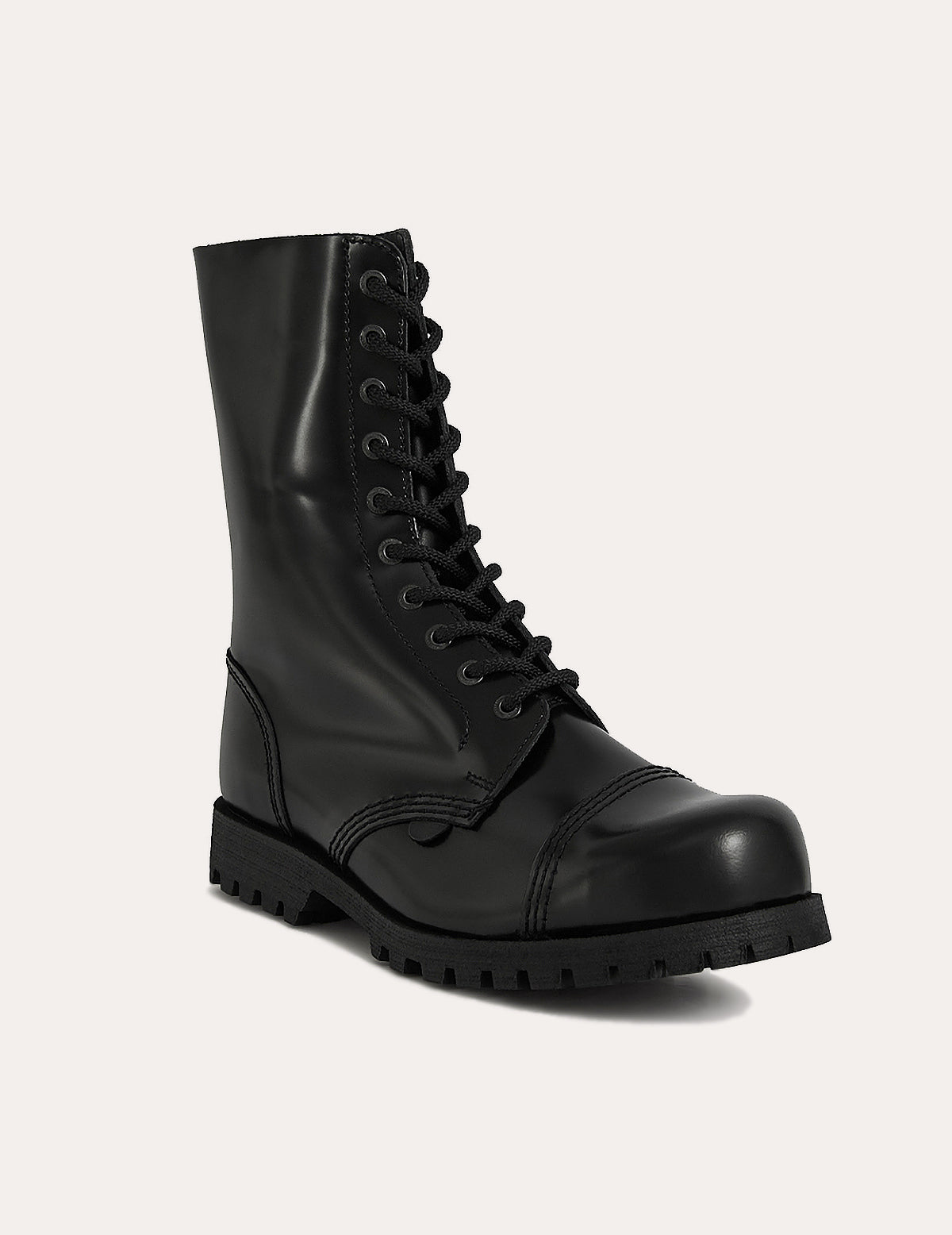 Underground Commando Stahlkappenstiefel aus schwarzem Leder