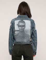 Vintage Patched Denim Jacket in Blue