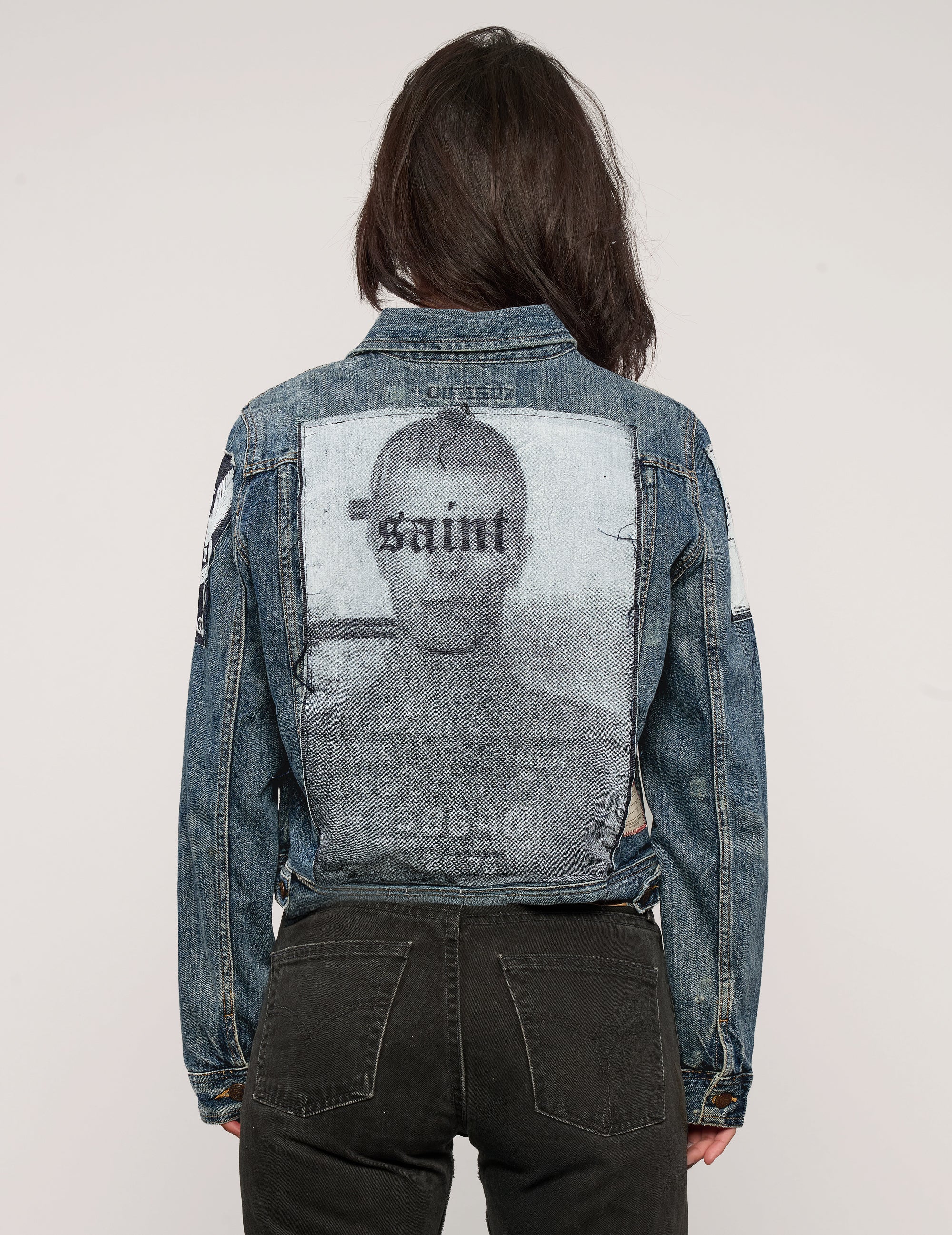 Vintage Patched Denim Jacket in Blue