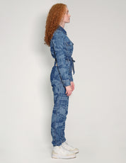 Women's Vintage Denim Jumpsuit with Laser Print | Stuart Trevor