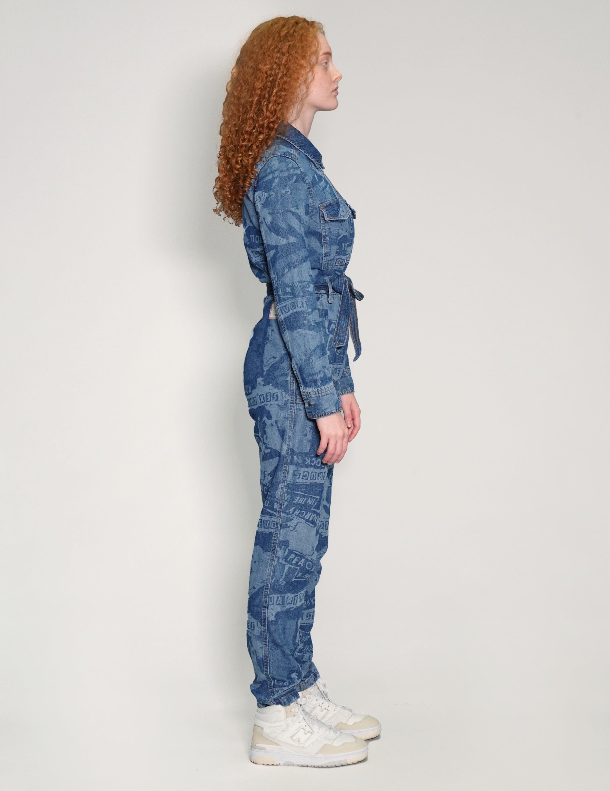 Women's Vintage Denim Jumpsuit with Laser Print | Stuart Trevor
