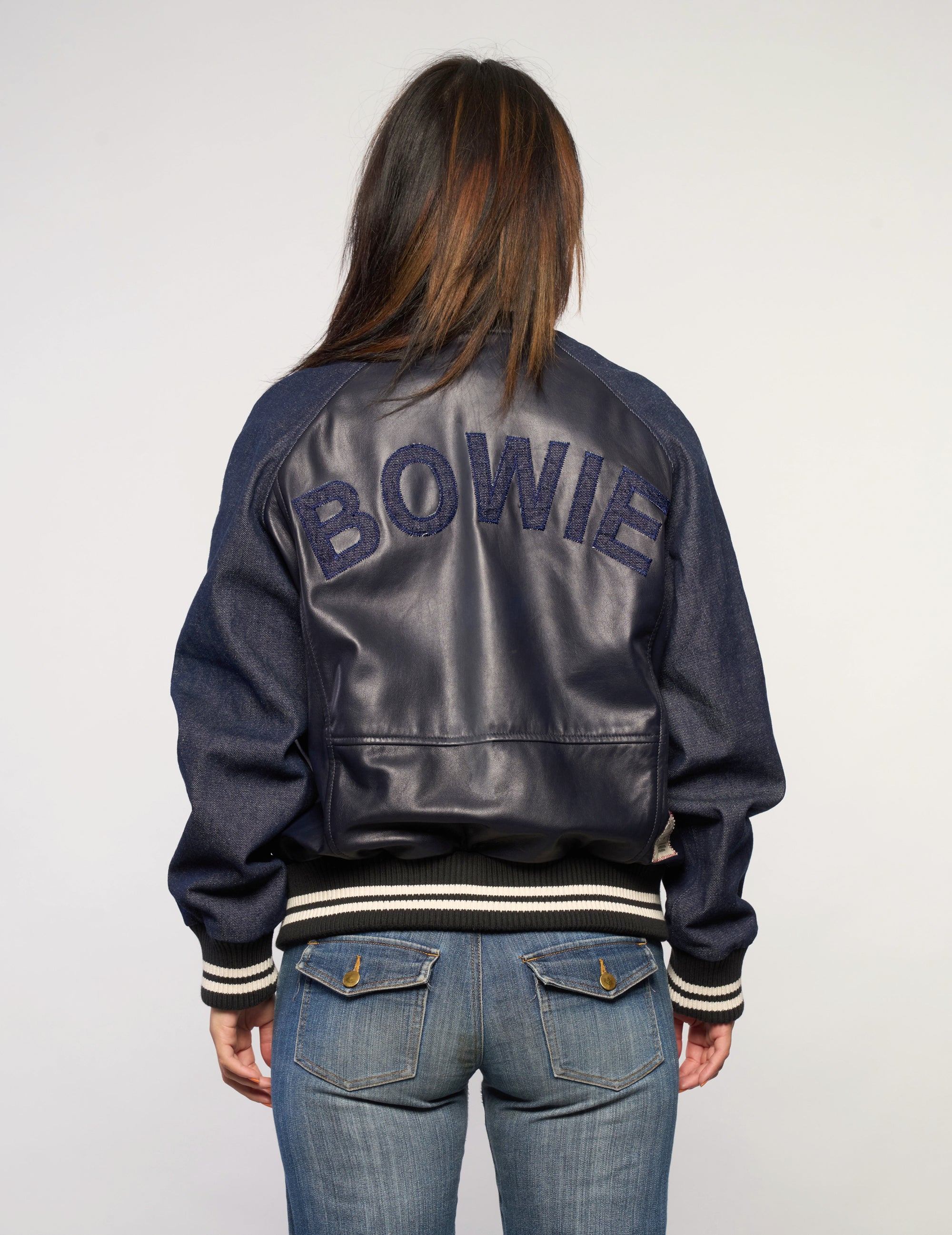 Vintage Navy Leather Varsity Jacket