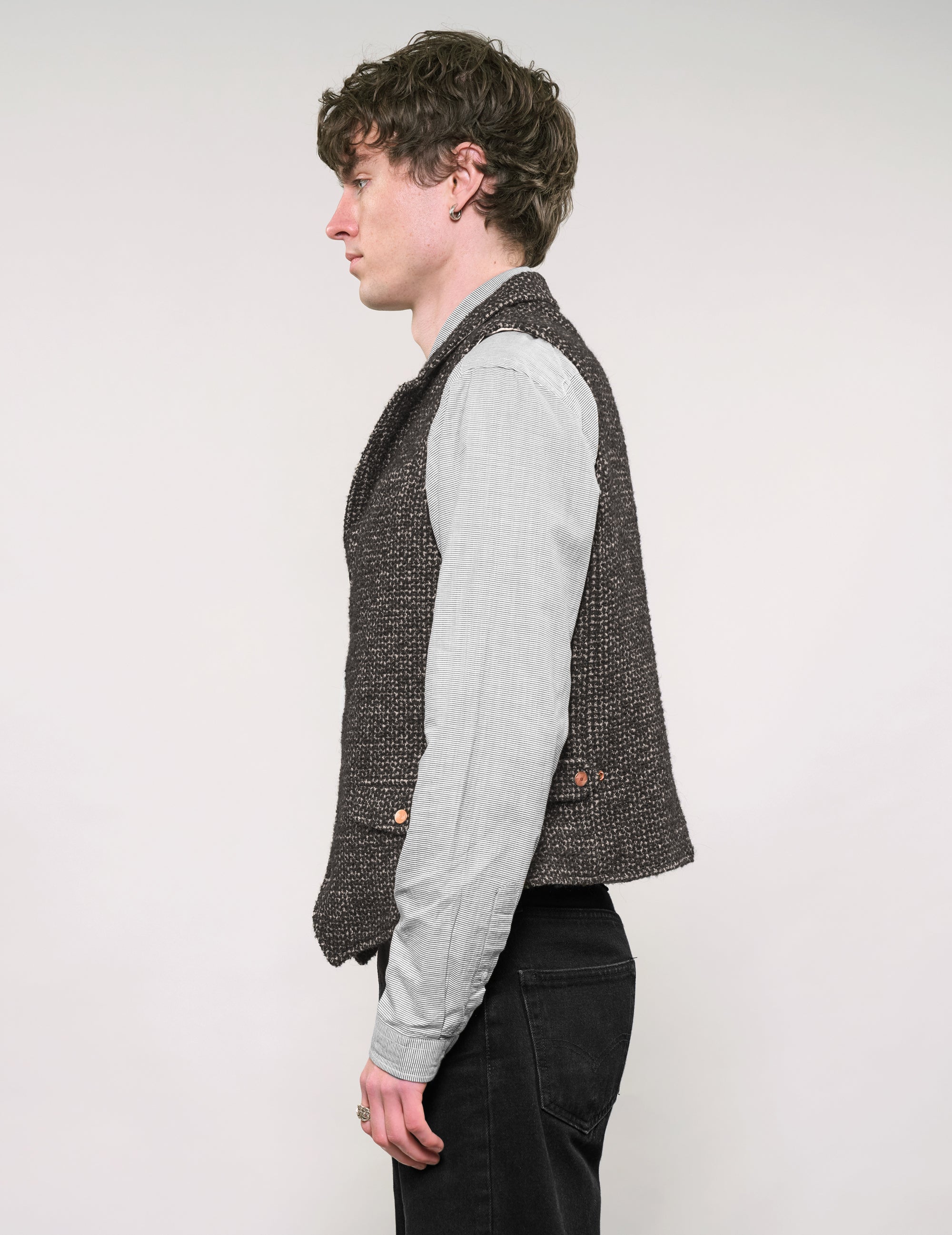 IMMORTAL Black and White Bouclé Tweed Waistcoat
