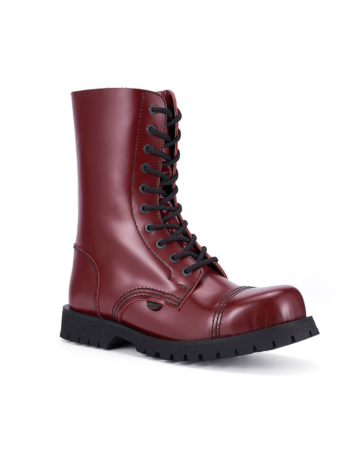 Underground Commando Steel Cap Boots in Cherry Red Leather
