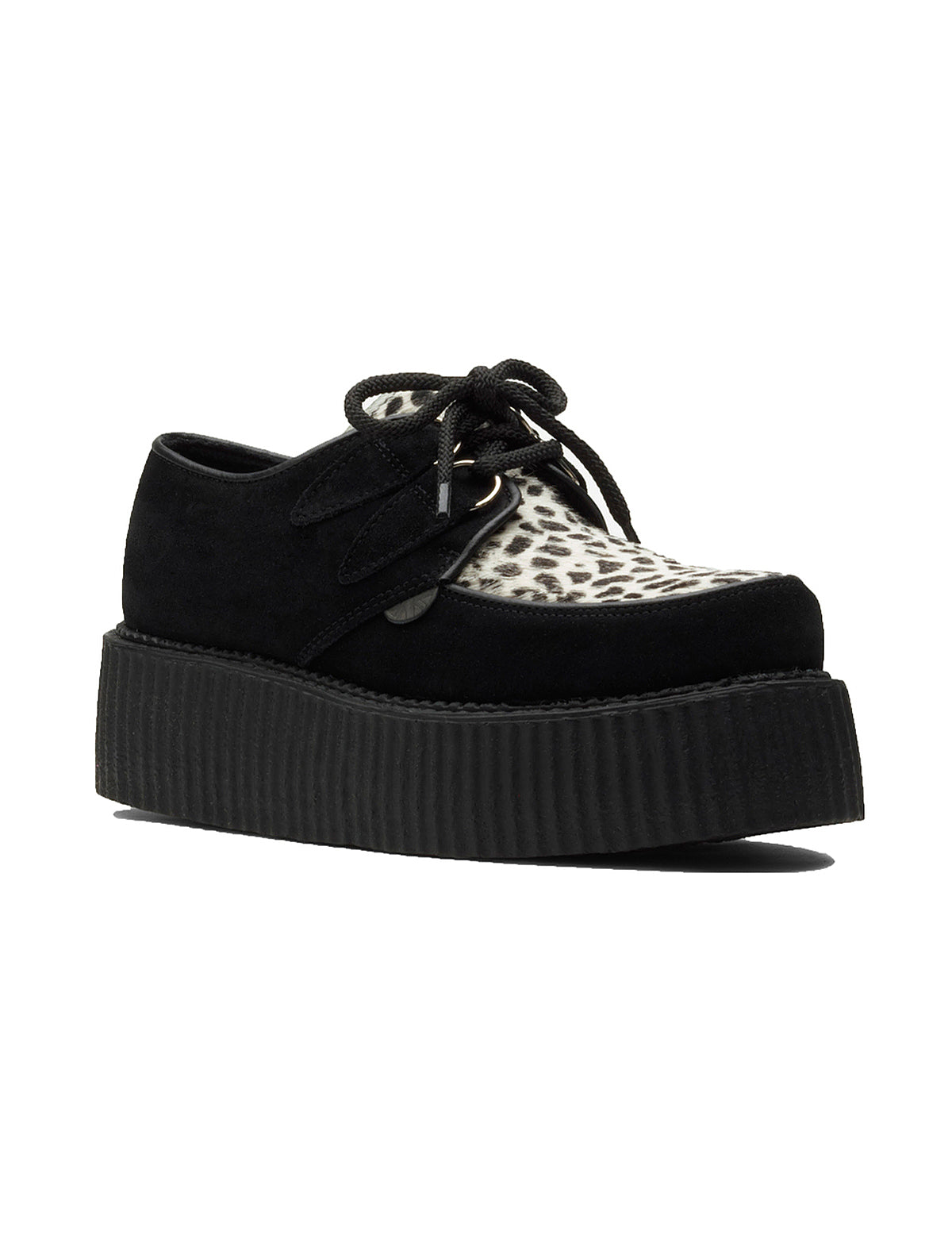 Underground Wulfrun Double Sole Creeper Shoes in Black Leopard Suede
