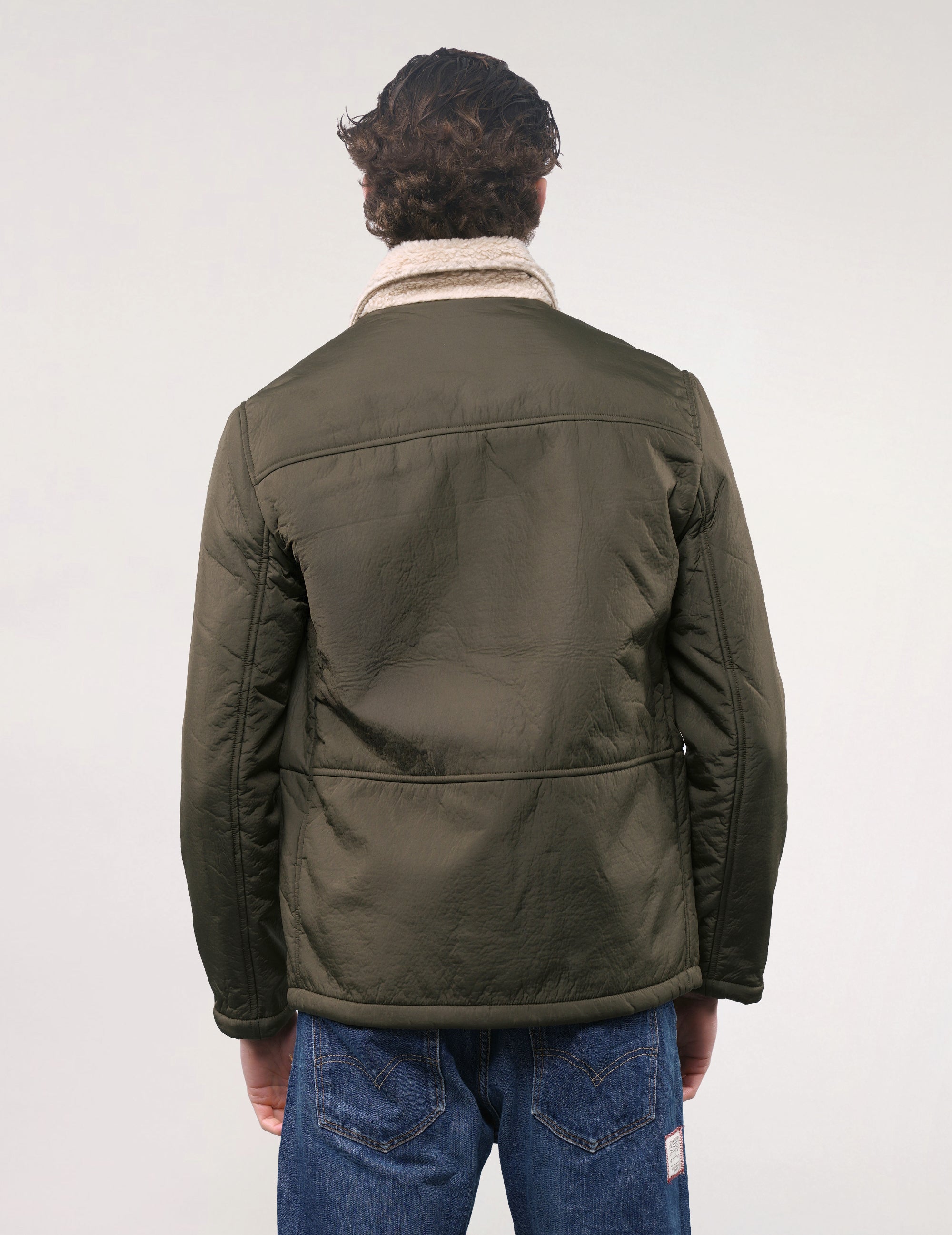 Kestin Hare Fur Collar Work Shirt Jacket