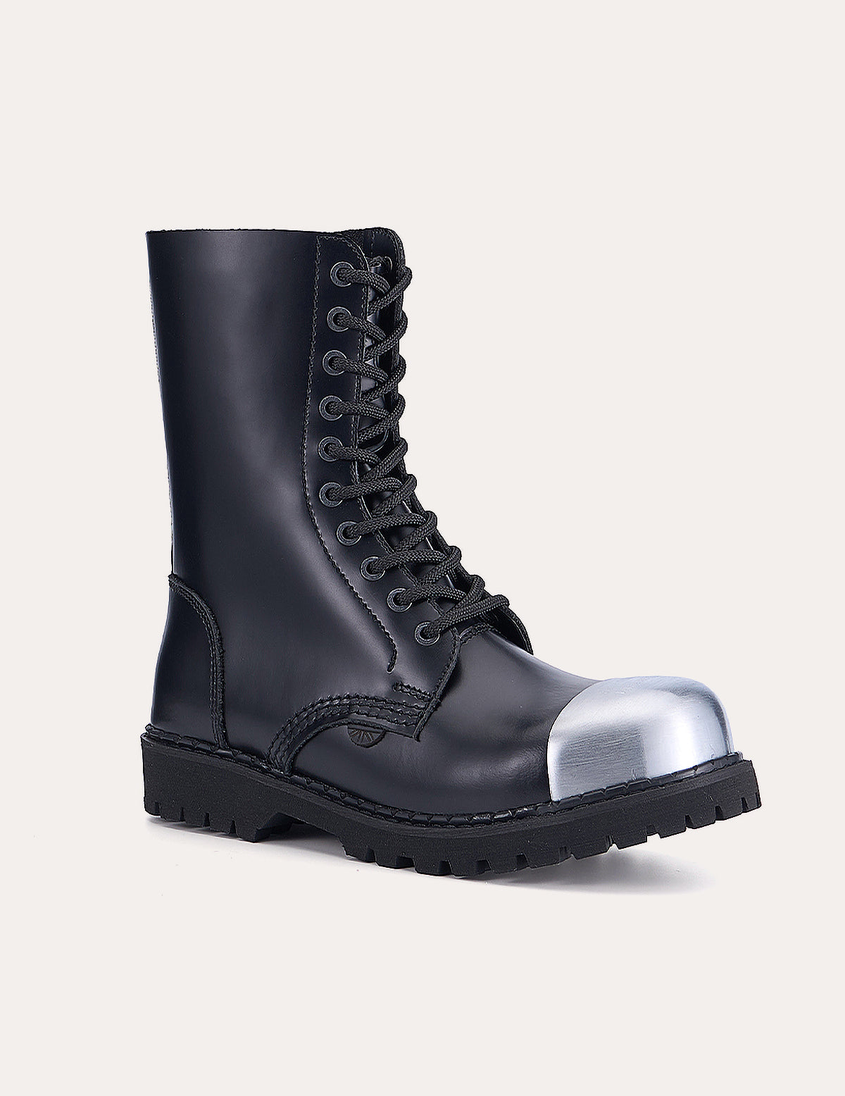 Underground Commando externe Stahlkappenschuhe aus schwarzem Leder