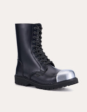 Underground Commando externe Stahlkappenschuhe aus schwarzem Leder