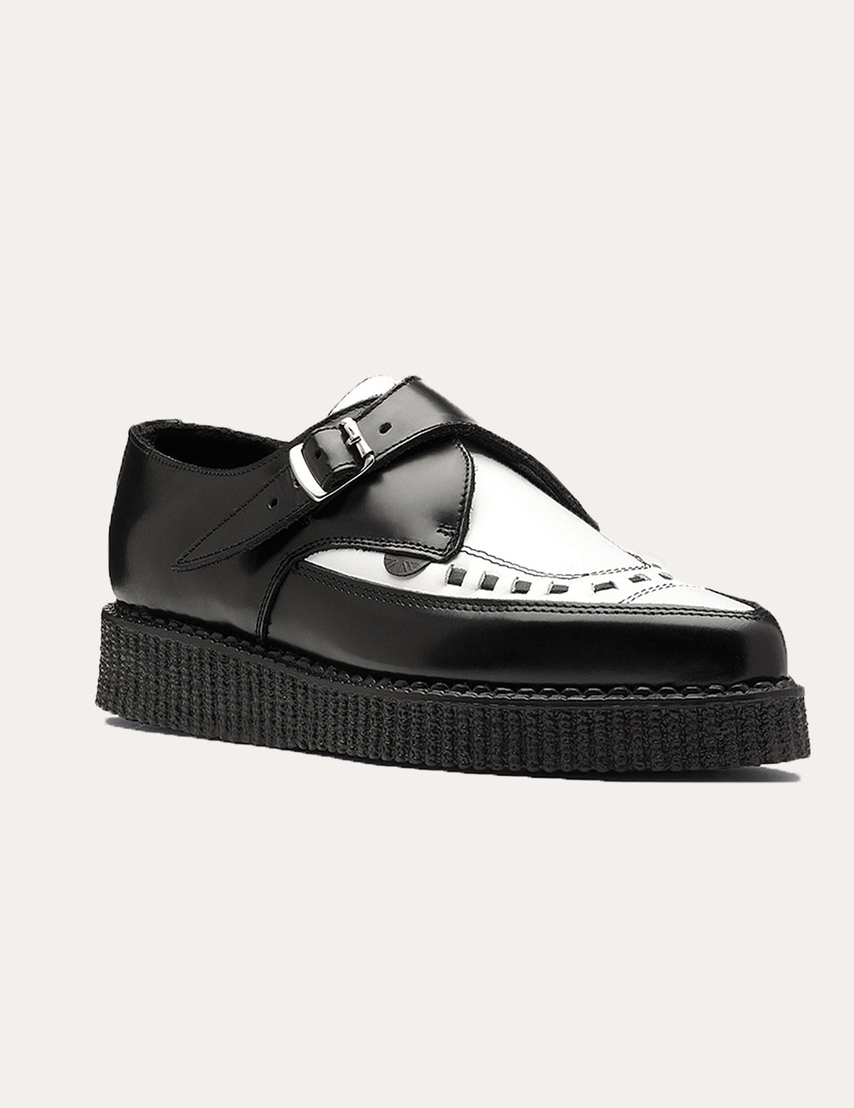 Underground Apollo Creeper Schuhe aus schwarzem und weißem Leder