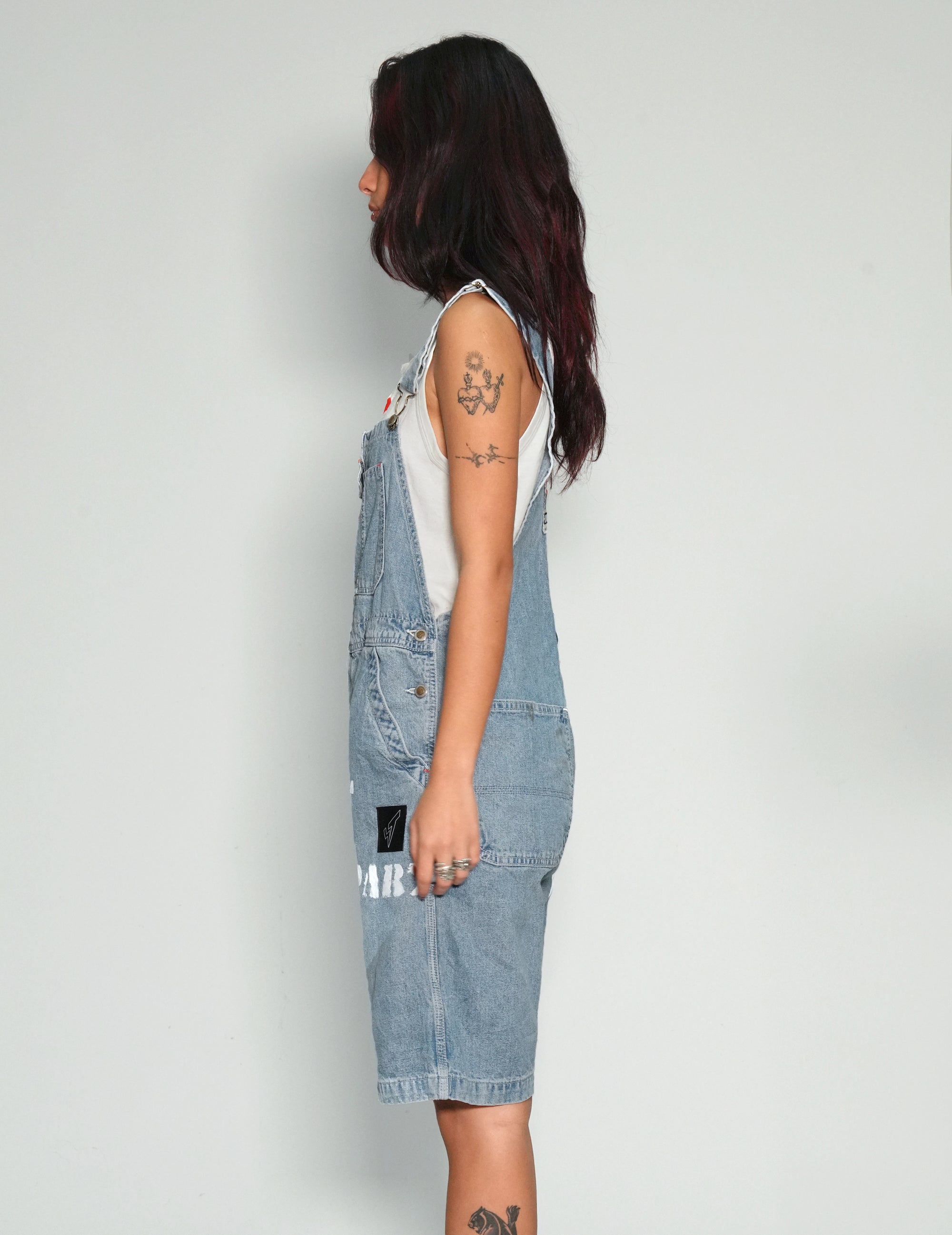 'Love Will Tear Us Apart' Dungaree Shorts