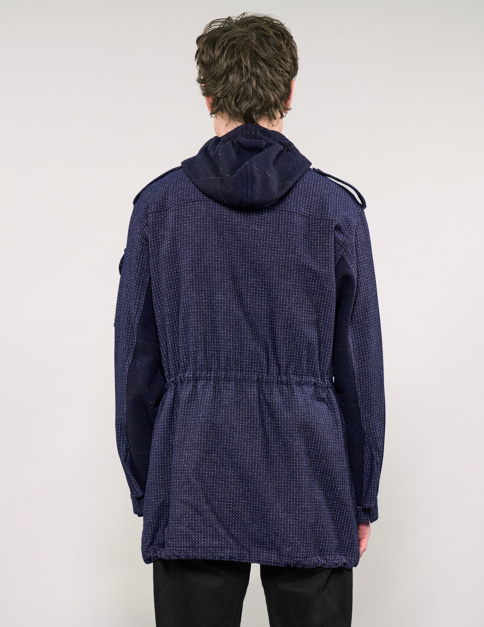 IMMORTAL Hooded Parka in Navy Micro Dot