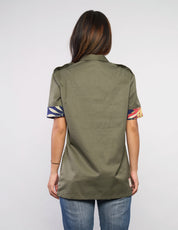 Tropical Patch Military Shirt in Olive Green