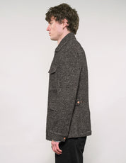 IMMORTAL Monaco Car Coat - Tweed Charcoal and Black