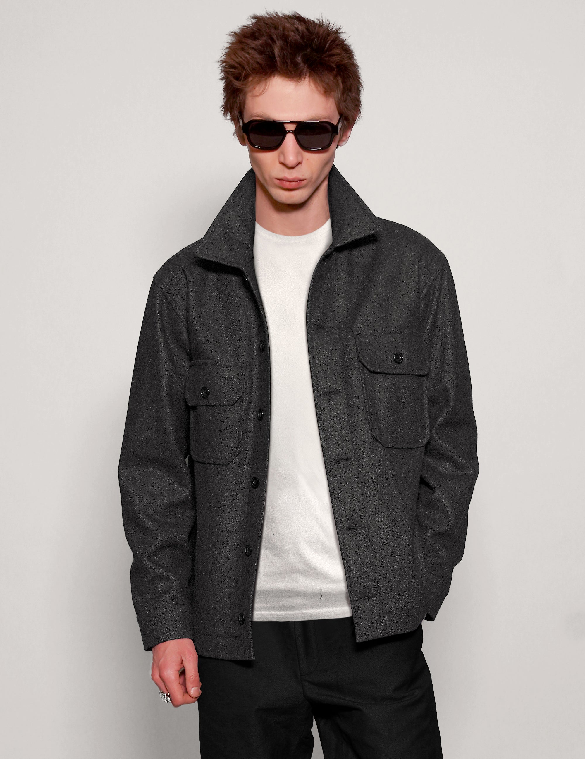 Wool Workshirt in Charcoal