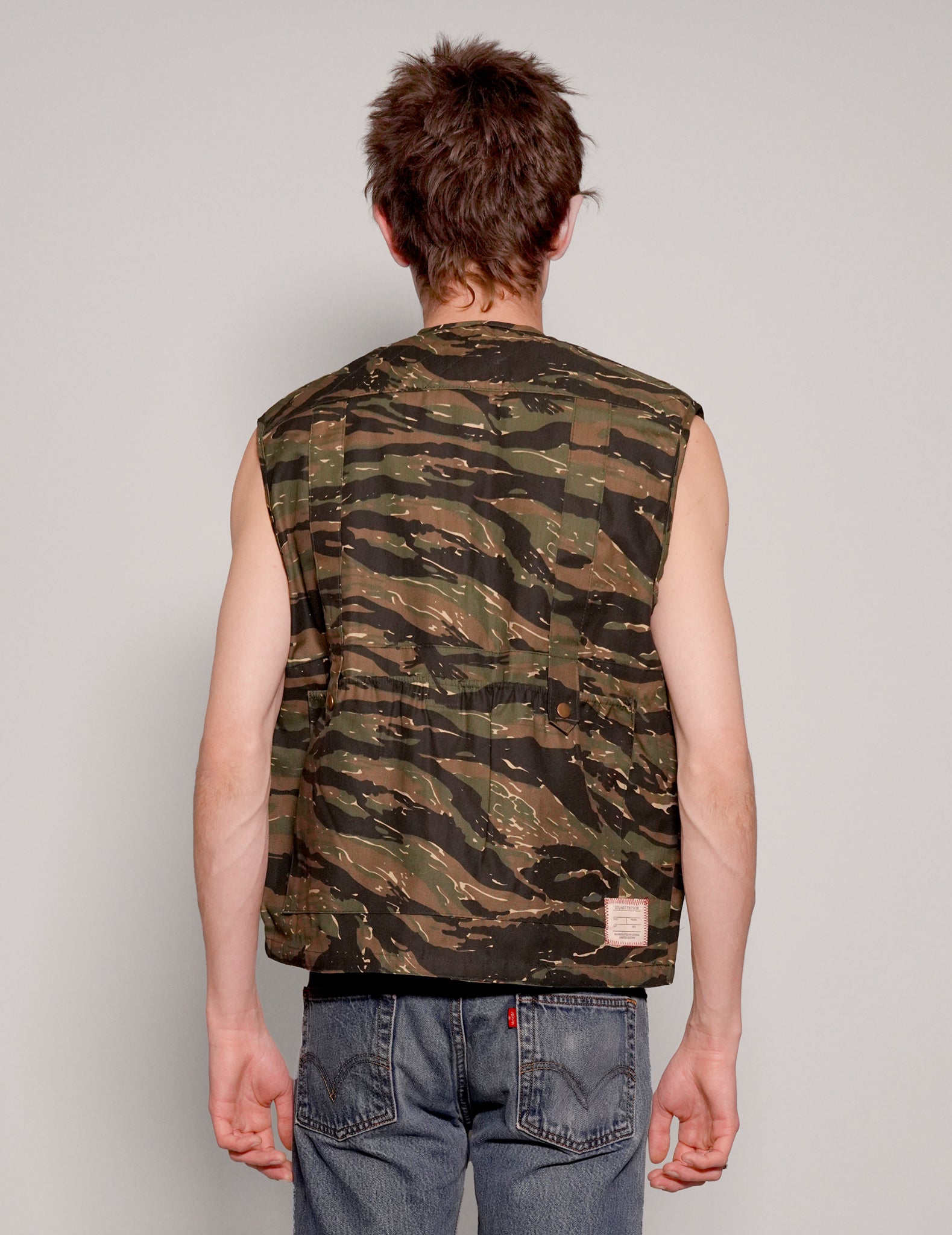 Men's Vintage Tactical Utility Gilet in Tiger Camo | Stuart Trevor