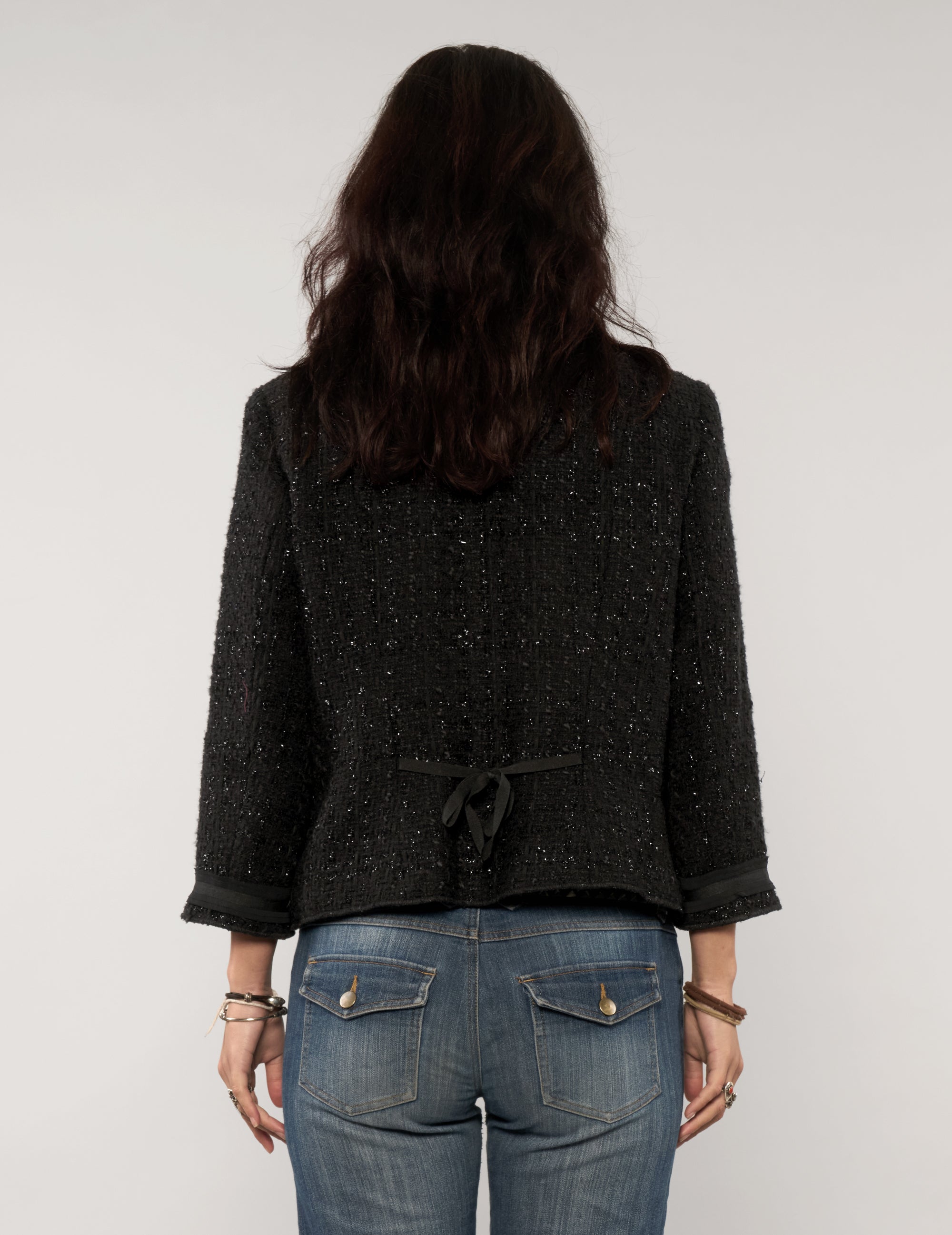 Vintage Tweed Tape Trim Cropped Jacket