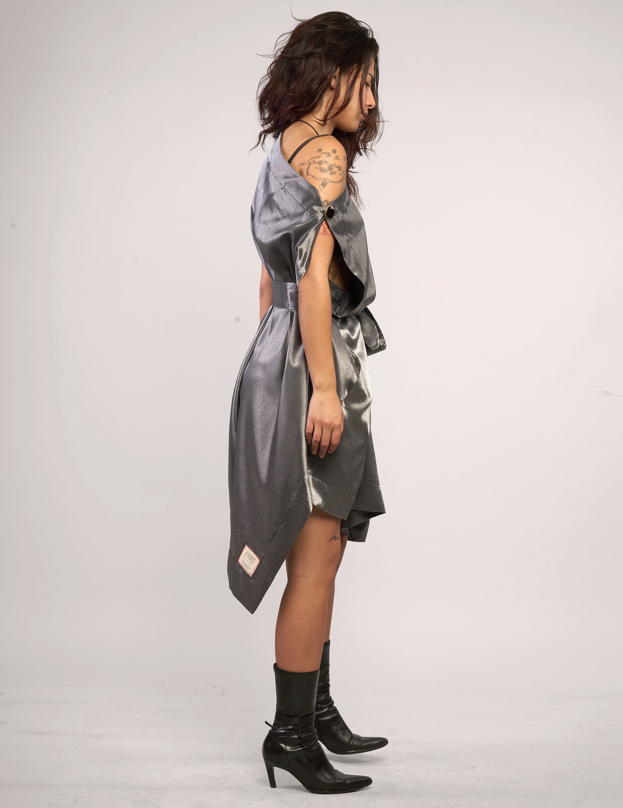 The Pirate Dress – Gunmetal Taffeta
