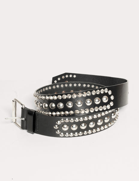Rockstar - Silver Dome Studded Leather Belt – Stuart Trevor