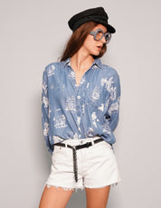 Chemise en jean à imprimé safari