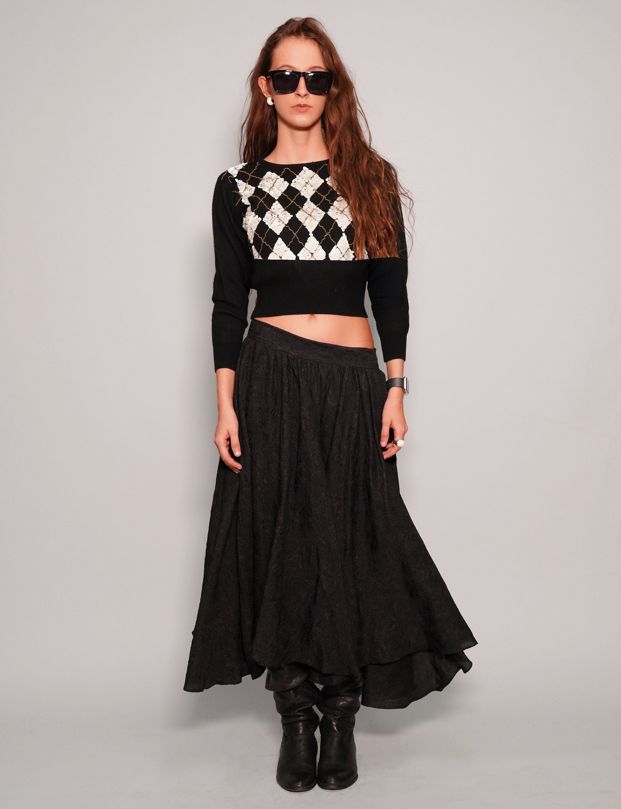 Textured Silk Skirt