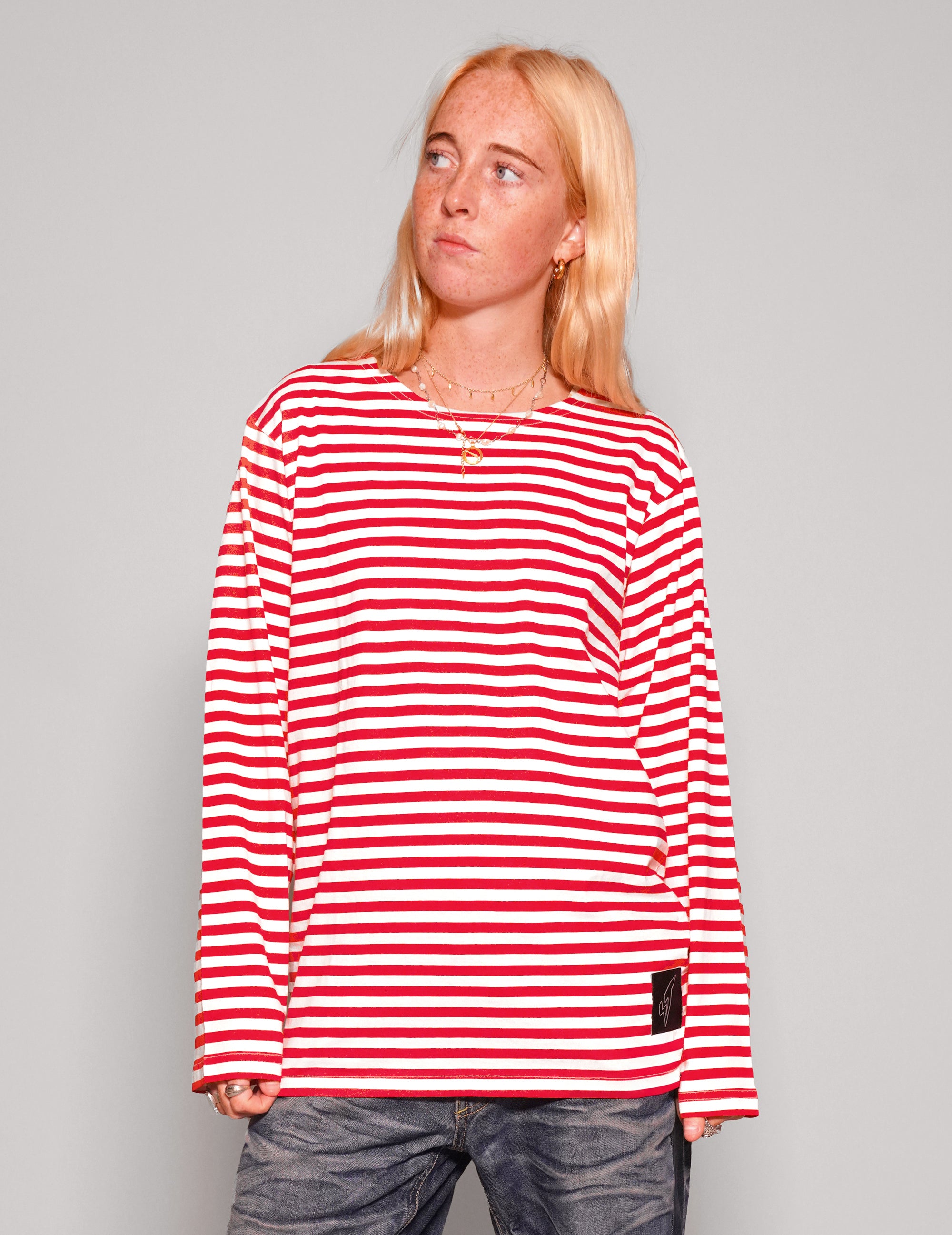 Women's Vintage Red Striped Long Sleeve T-Shirt | Stuart Trevor