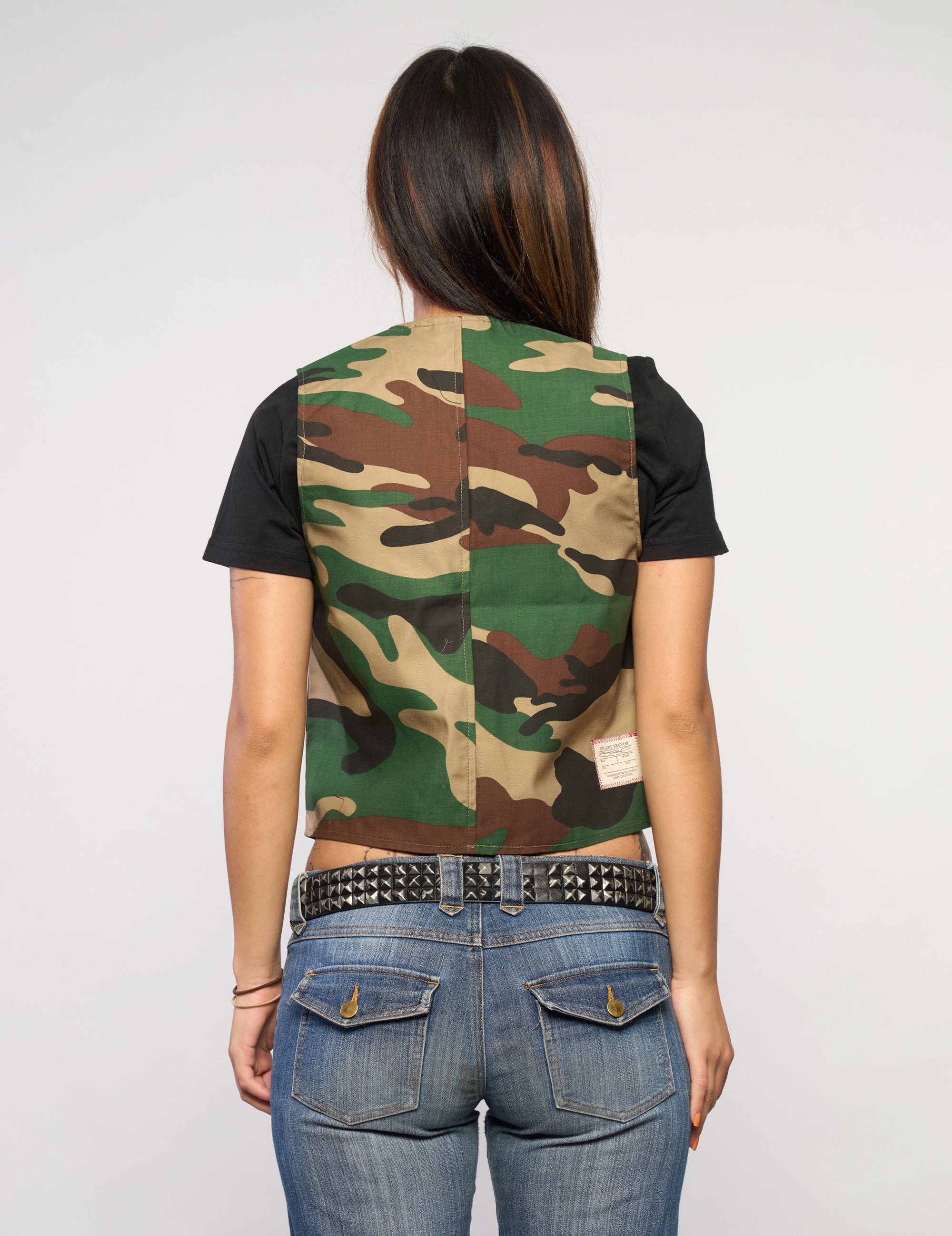 Cropped Woodland Camo Waistcoat
