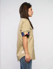 Tropical Patch Military Shirt in Sand