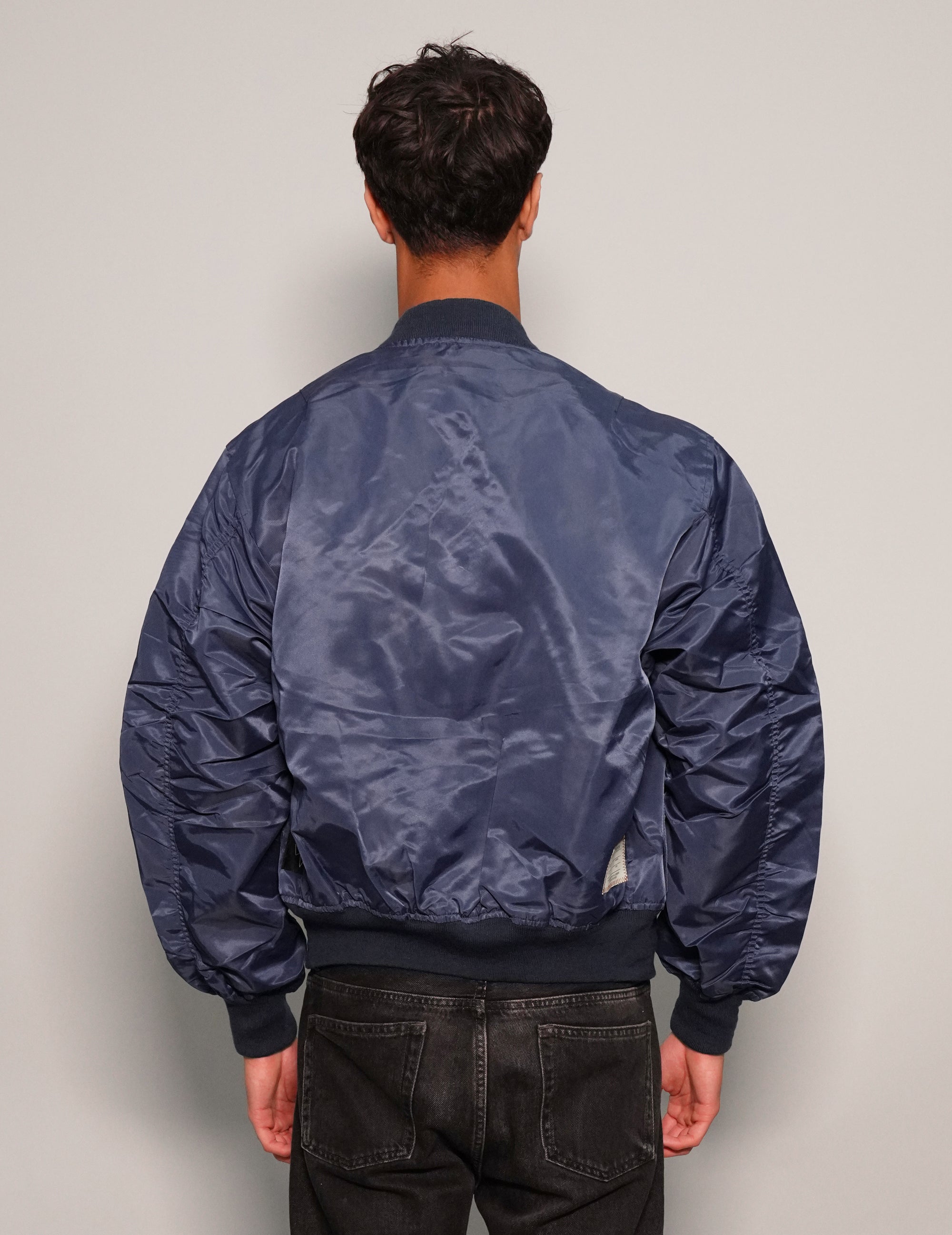 Men's Vintage Lightweight Bomber Jacket in Navy Blue | Stuart Trevor