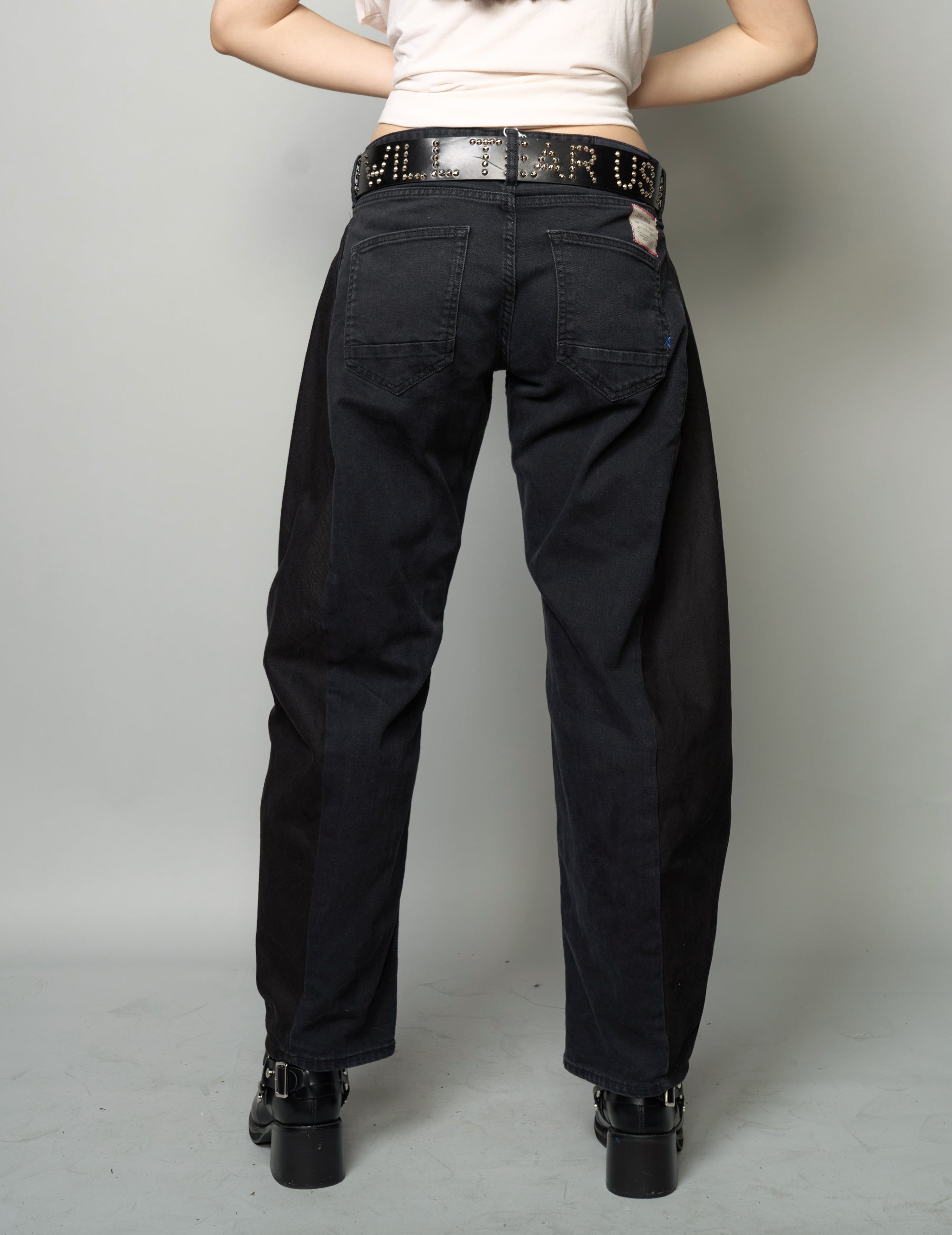 Barrel Fit Side Panel Jeans
