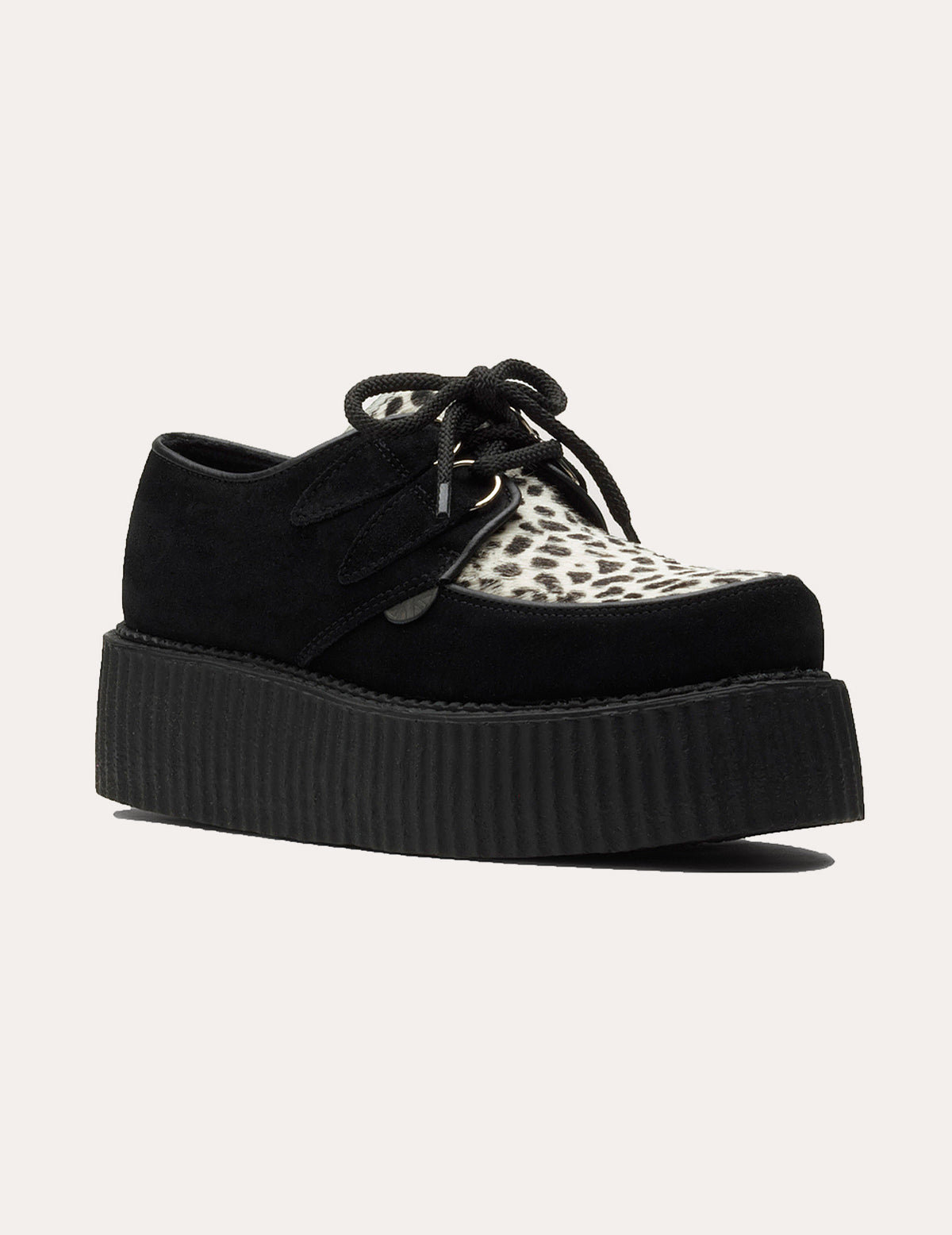 Underground Wulfrun Single Sole Creeper Schuhe aus schwarzem Leoparden-Wildleder