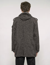 IMMORTAL Hooded Parka in Tweed Charcoal and Black